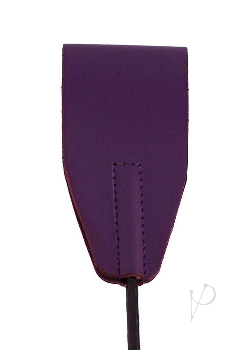 Rouge Riding Crop for BDSM Play Purple close-up of the durable leather tip showcasing its craftsmanship and quality.