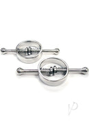 Rouge Metal Adjustable Nipple Clamps Silver, spring-loaded mechanism designed for nipple play and intimate sensation.