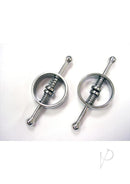 Rouge Metal Adjustable Nipple Clamps Silver - polished metal nipple clamps with spring-loaded design for sensation exploration.