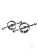 Rouge Metal Adjustable Nipple Clamps Silver showcasing sleek, spring-loaded design for focused sensation exploration.