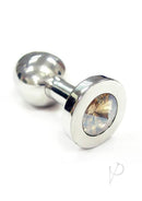 Rouge Smooth Stainless Steel Anal Plug Medium Clear Jewel with polished surface and clear gemstone detail.