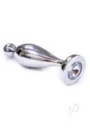 Rouge Fish Tail Stainless Steel Anal Plug Probe Medium Clear Jewel featuring smooth stainless steel finish and clear jewel detail.