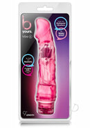 B Yours Vibe 6 Vibrating Dildo 9 Inch Pink in packaging showcasing lifelike details and realistic features.