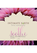 Intimate Earth Soothe Anal Glide Lubricant 3ml Foil with floral background and branding.
