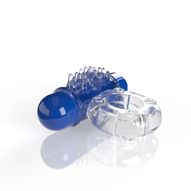 Screaming O 4B O Wow Blueberry vibrating cock ring, featuring deep rumbling bass and ergonomic design for enhanced pleasure.