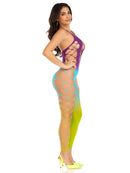Leg Avenue Ombre Footless Bodystocking One Size Ocean showcasing vibrant colors and daring cut-out designs.