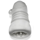 Oxballs Jackt Silicone Stroker White Ice, a thick-walled stroker for men, featuring nubs and ridges for enhanced pleasure.