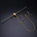 UPKO Double Bar Vibration Nipple Clamps with Clitoral Chain Accessories Set on black background