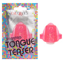 CalExotics Foil Pack Vibrating Tongue Teaser Pink in packaging, highlighting a compact vibrating teaser for enhanced oral play.