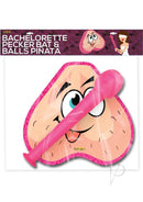 Bachelorette Pecker Bat and Balls Pinata Combo Pink featuring a playful design and colorful bat.