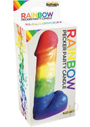 Rainbow Pecker Party Candle 7.5 Inch Multicolor in vibrant packaging, perfect for adult-themed celebrations.