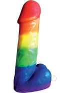 Rainbow Pecker Party Candle 7.5 Inch Multicolor in bright rainbow hues for bachelorette parties and celebrations.