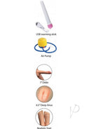 Components of the Fuck Friends Justin 59 Inch Inflatable Love Doll Vanilla including USB warming stick, air pump, and attachments.