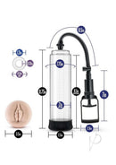 Performance VX4 Male Enhancement Penis Pump System Clear - Detailed dimensions and features displayed on the image.