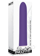 Evolved 7 Function Rechargeable Slim Vibrator Purple in sleek packaging, highlighting its modern design.
