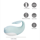 Maia Finn Submersible Silicone Mini Massager with a playful whale design, 10 vibration functions, and rechargeable features.