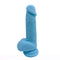 Declan 6.5 inches Liquid Silicone Dong Blue by Maia Toys, ultra-realistic suction cup dong in blue.