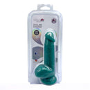Declan 6.5 inches Liquid Silicone Dong Green by Maia Toys in packaging showcasing its lifelike texture and design.