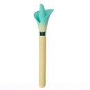 Vala Dual Jaguar Power Flower Vibrator Yellow by Maia Toys with a flower-shaped silicone design in aqua and beige.