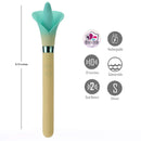 Vala Dual Jaguar Power Flower Vibrator Yellow by Maia Toys features, 8.75 inches, 10 functions, dual motors, rechargeable design.