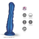 Maia Aurora Rippled Silicone G-Spot Vibrator in blue with rippled design, showcasing 9 functions for immersive stimulation.