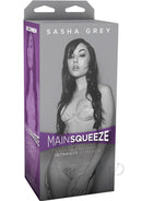 Main Squeeze Sasha Grey Ultraskyn Pussy Masturbator Vanilla packaging with model image.