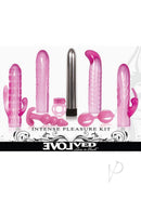 Evolved Intense Pleasure Vibrator Kit Pink features a collection of vibrators and accessories for enhanced pleasure.