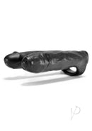Oxballs 3-Way Penetrator 8 Inch Double Dildo Cock Ring Black displayed against a white background.