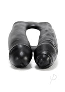 Oxballs 3-Way Penetrator 8 Inch Double Dildo Cock Ring Black showcasing its unique dual shafts and integrated cock ring design.