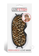 Lux Fetish Peek-A-Boo Love Mask Leopard featuring a seductive leopard print design, perfect for sensory play.