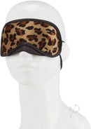 Lux Fetish Peek-A-Boo Love Mask Leopard on a mannequin, showcasing its leopard print and plush velvet finish.