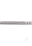 Rouge Leather Adjustable Cock Strap Black and White with silver details for a secure fit and enhanced pleasure.