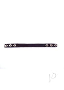 Rouge Leather Adjustable Cock Strap Black and White showcasing a sleek black design with silver snaps.