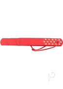 Rouge Leather Three Flap Paddle Red with studs, crafted from cowhide for durability and flexibility.