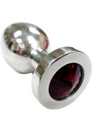 Rouge Smooth Stainless Steel Anal Plug Medium Red Jewel with polished finish and a red gemstone accent.