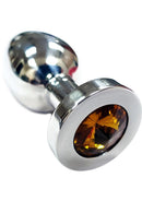 Rouge Smooth Stainless Steel Anal Plug Medium Yellow Jewel with polished finish and yellow jewel accent.