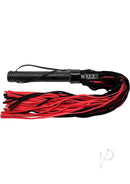 Rouge Suede Flogger with Leather Handle Black and Red with soft suede falls and sturdy leather handle.