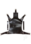 Rouge Sling With Cushion & Foot Loops Black, premium bondage sling in black leather for advanced restraint play.