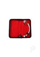 Rouge Stainless Steel Wand Anal Vaginal Dildo Silver in a red case, showcasing its elegant design and finish.