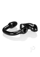 Oxballs Tailpipe Chastity Cock Lock with Butt Plug Black designed for secure chastity play and comfort.