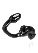Oxballs Tailpipe Chastity Cock Lock with Butt Plug Black, featuring a stretchy cock lock and attached plug.
