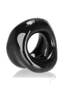 Oxballs Meat Padded Cock Ring Black showing its smooth design and padded profile for comfort and support.