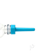 Boneyard Daisy Douche Adapter Blue attached to a standard water bottle for discreet cleansing.