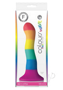 Colours Pride Edition Wave 6 Inch Silicone Dildo Rainbow in vibrant packaging showcasing its bold colors.