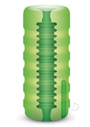ZOLO Original Stroker Squeezable Vibrating Masturbator Green with textured sleeve design