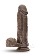 Dr Skin Mr Magic 9 Inch Realistic Dildo with Balls Chocolate displayed on a base, featuring detailed textures and realistic shape.