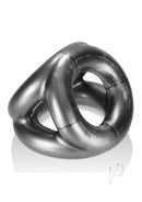 Oxballs Tri-Sport 3 Ring Cock Sling Silver showcasing flexible and comfortable design for enhanced support.