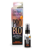 ProBlo Numbing Deep Throat Spray Mango 1 Oz package and bottle featuring tropical mango flavor.