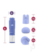 Rose Revitalize Massage Kit with Attachments Periwinkle includes a compact vibrating massager and three silicone attachments.