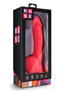 Ruse Shimmy Silicone Dildo with Balls 8.75 Inch Cerise